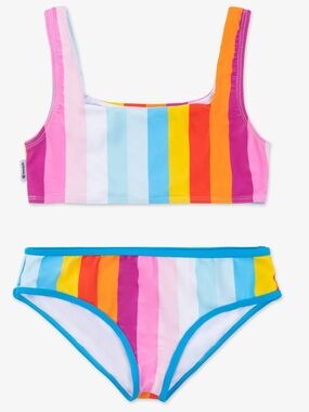 Limeapple Girls 5 Rainbow Stripe Bikini - Pink/Blue NWOT